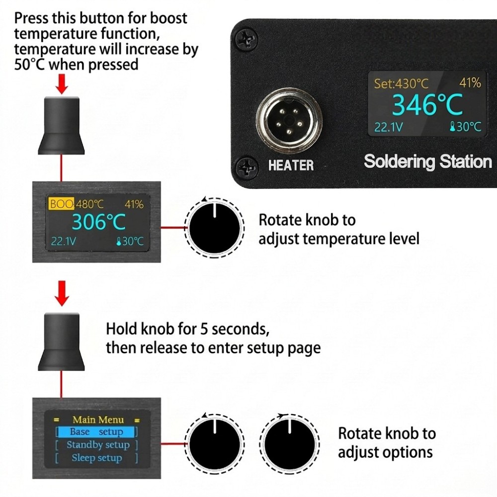 Stacja lutownicza T12, zasilan – T12 Soldering Station Oled recenzja i cena